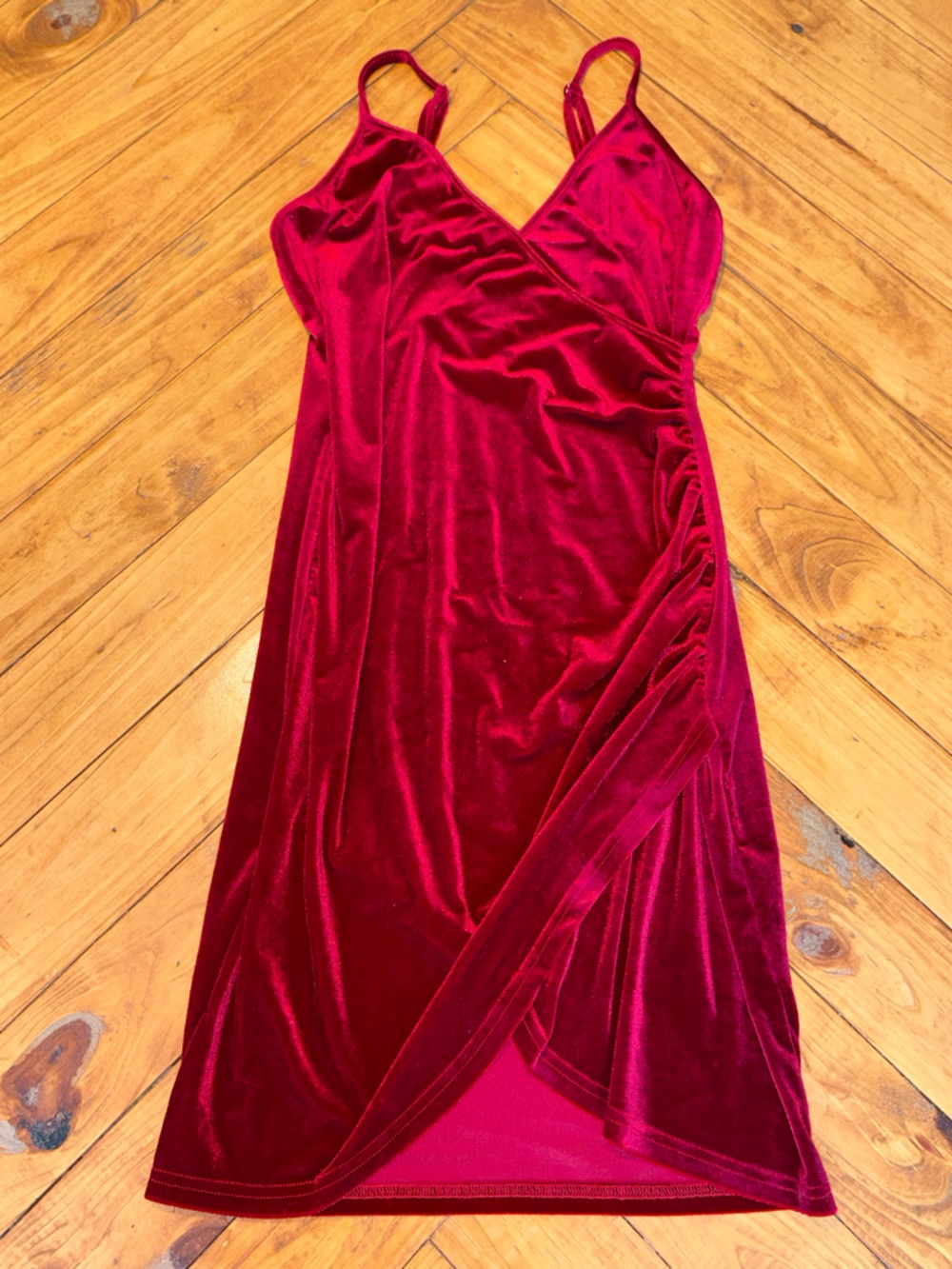 HALARA Deep Burgundy Velvet Mini Dress